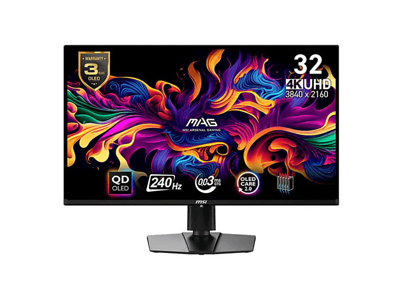 MSI MAG 321UPX QD-OLED 31,5 inç HDR 4K 0,03 ms 240 Hz Gaming Monitör Siyah