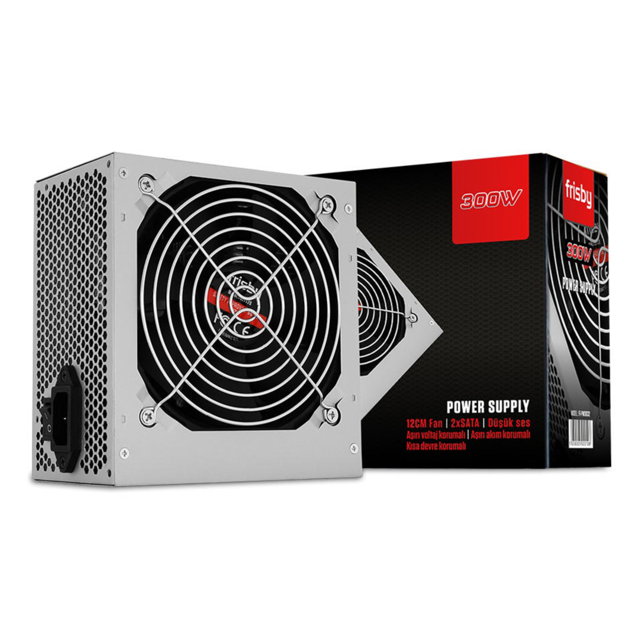Gümüş renkli, 300W güç kaynağı, fanlı ve kutulu.
