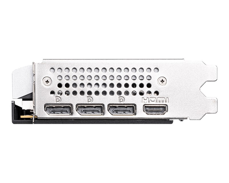 3 DisplayPort ve 1 HDMI bağlantı noktasına sahip bir grafik kartının arkası.