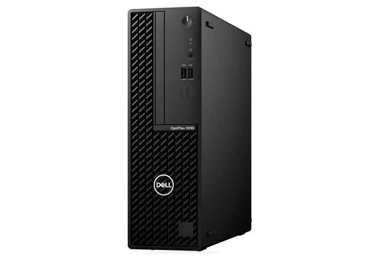 Czarny komputer stacjonarny Dell OptiPlex 3090 z portami USB i kratką wentylacyjną.