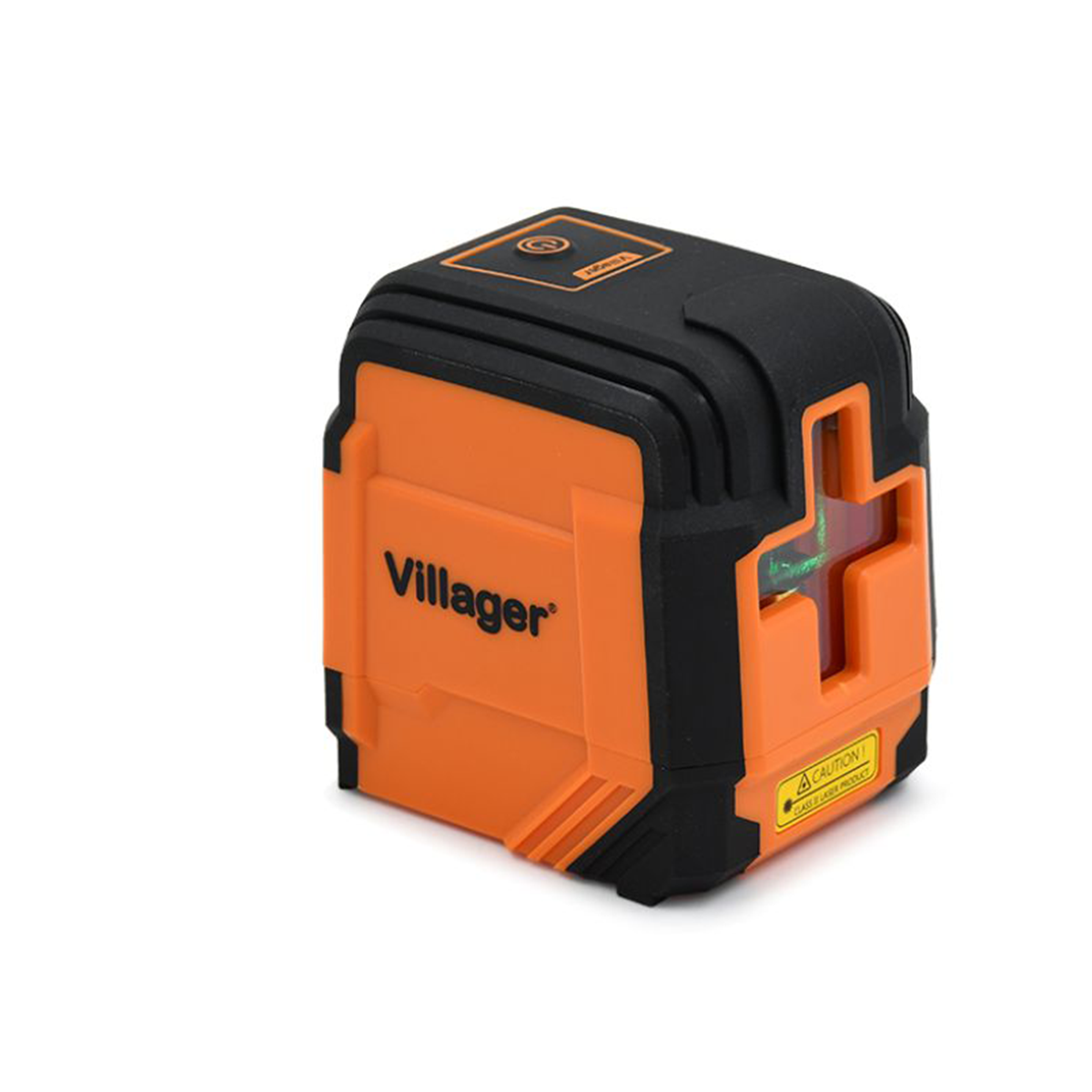 Pomarańczowo-czarny niwelator laserowy z logo "Villager".