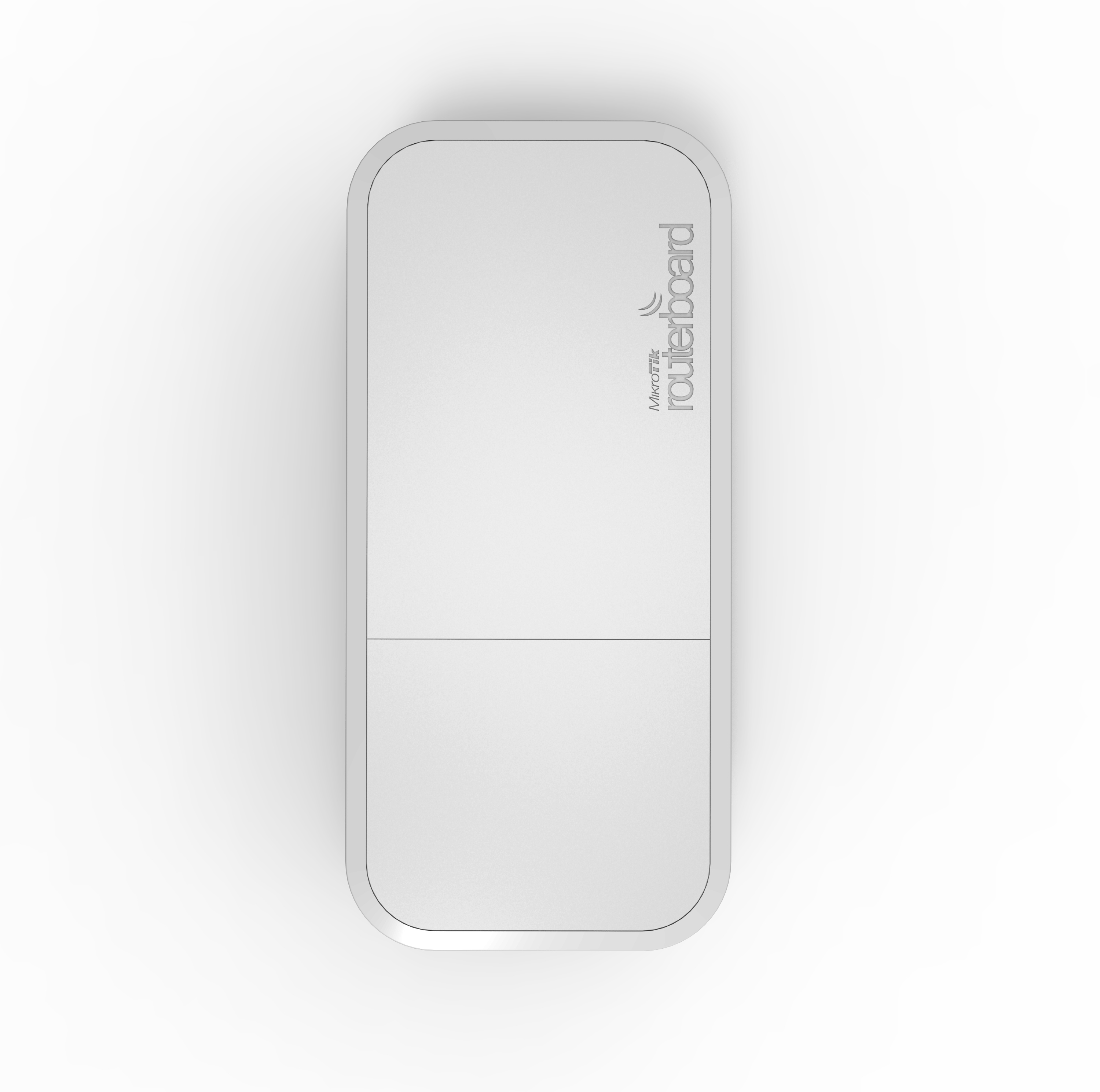 Biały router w orientacji pionowej z logo 'MikroTik routerboard'.