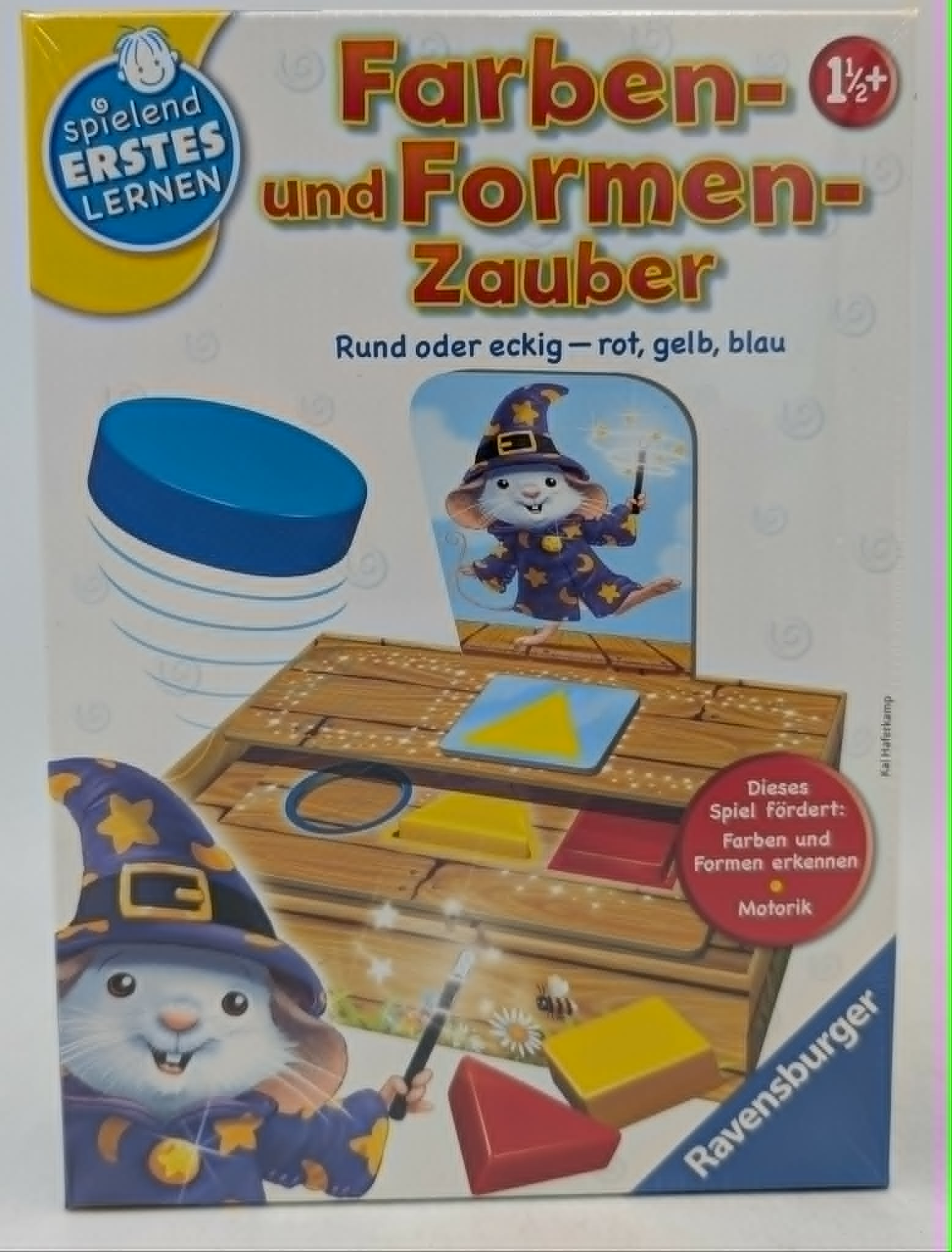 Ravensburger Spiel 'Farben- und Formen-Zauber' mit Maus als Zauberer.