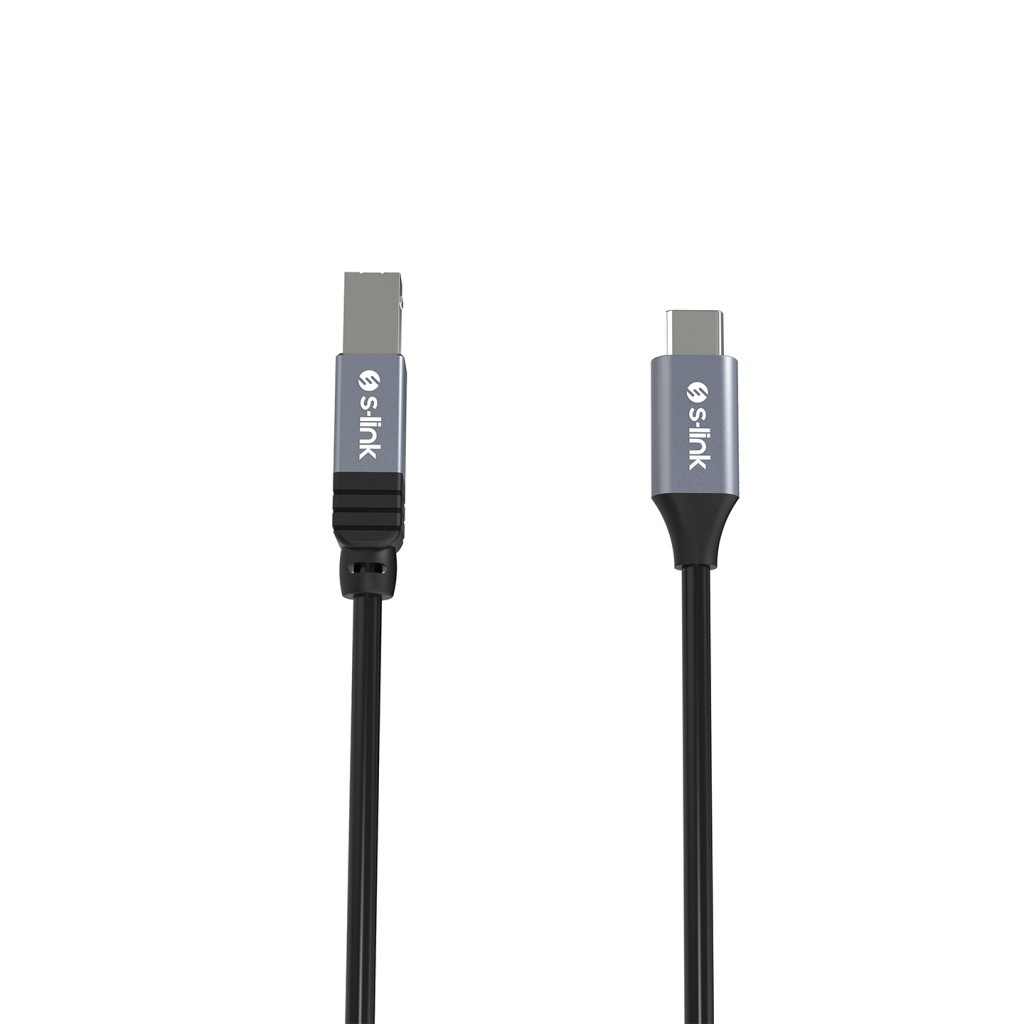 S-Link logolu iki siyah kablo, biri USB-A diğeri USB-C konektörlü.