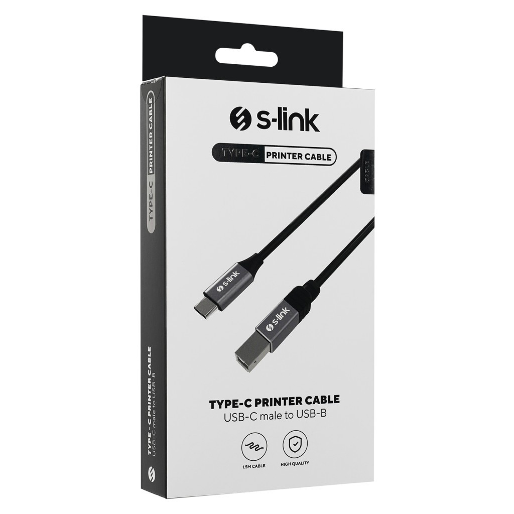 S-link Type-C yazıcı kablosu, USB-C erkekten USB-B'ye, 1,5M, yüksek kalite.