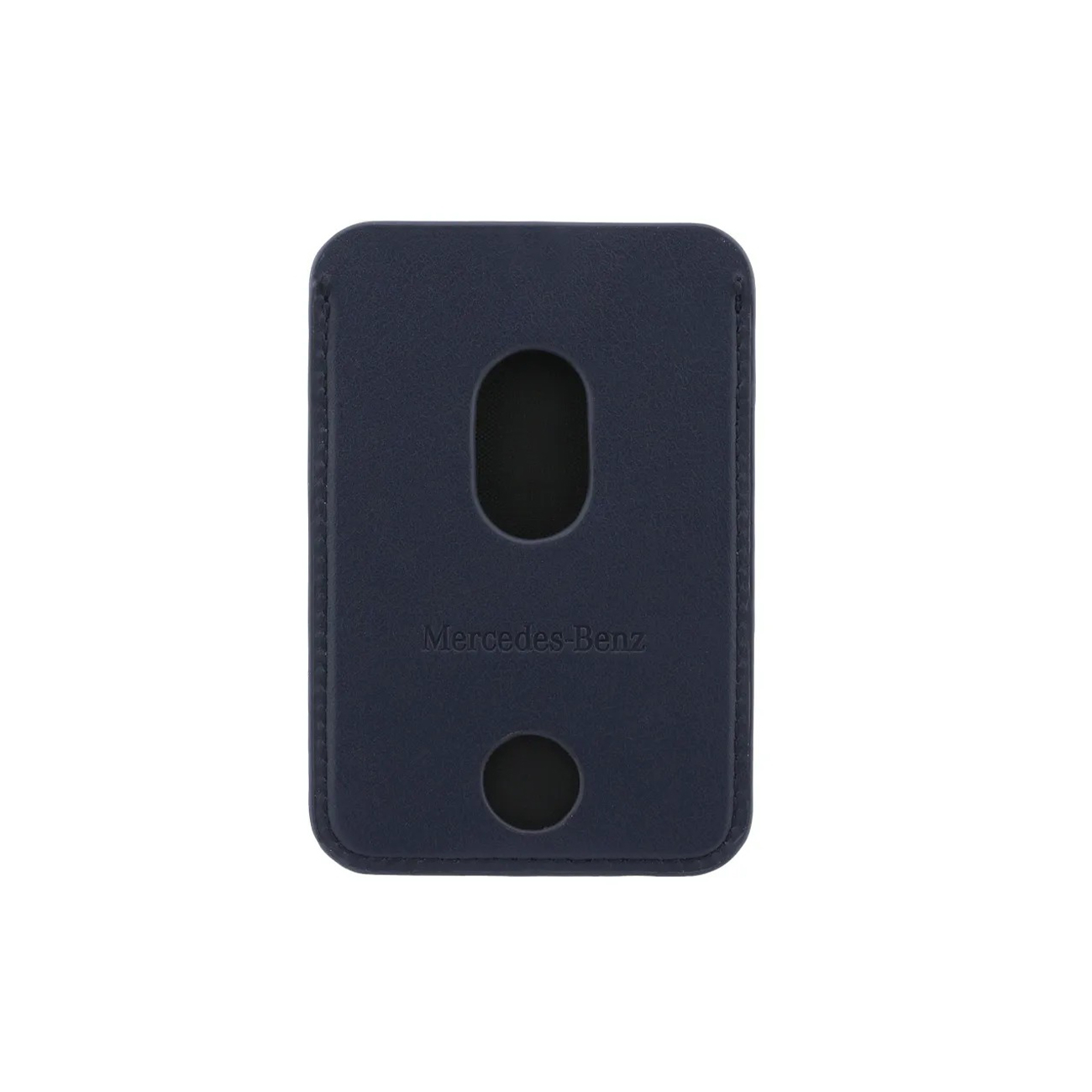 Funda azul oscuro con logo Mercedes-Benz, recortes ovalados y redondos.