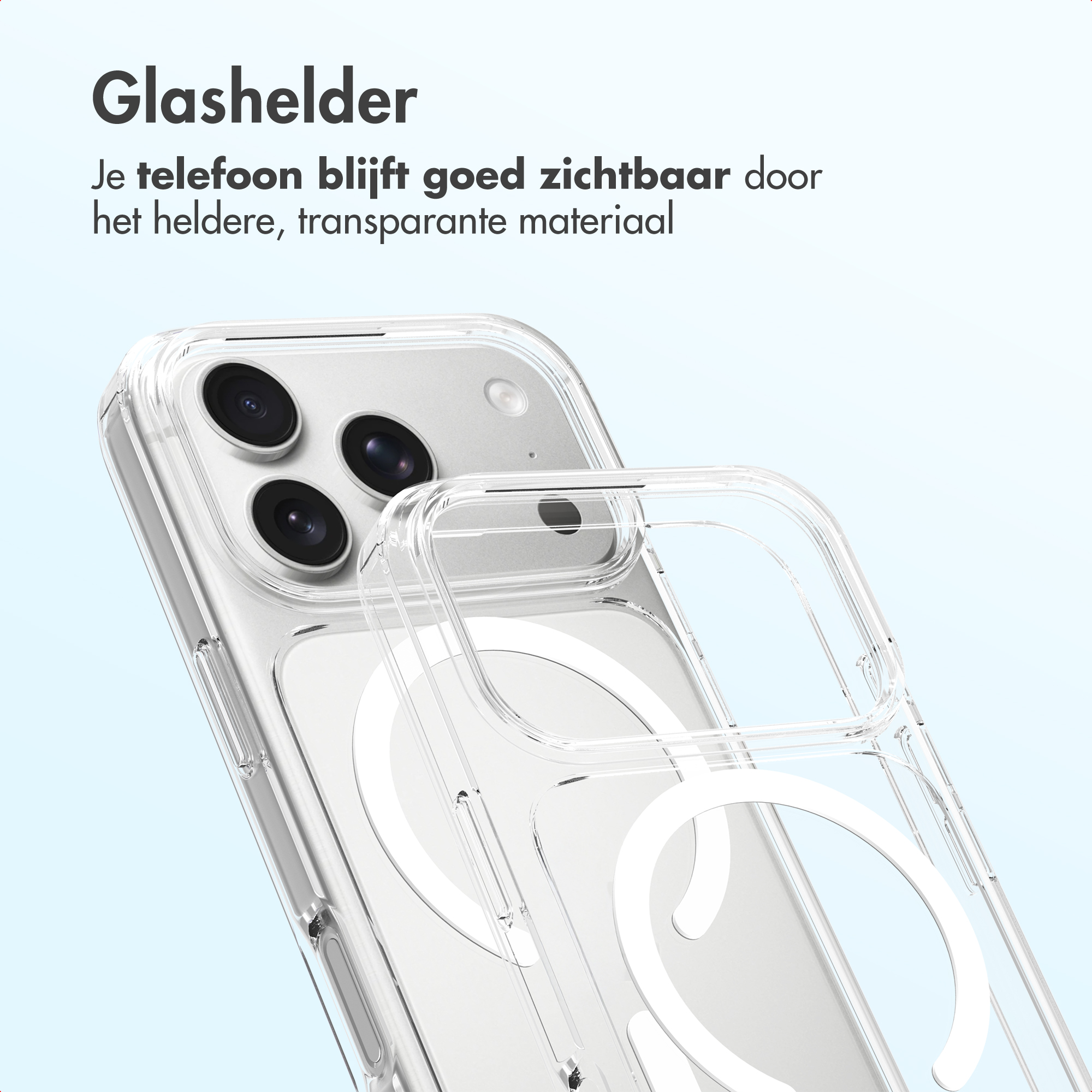 Ein transparenter Handyhülle für ein iPhone mit drei Kameras.