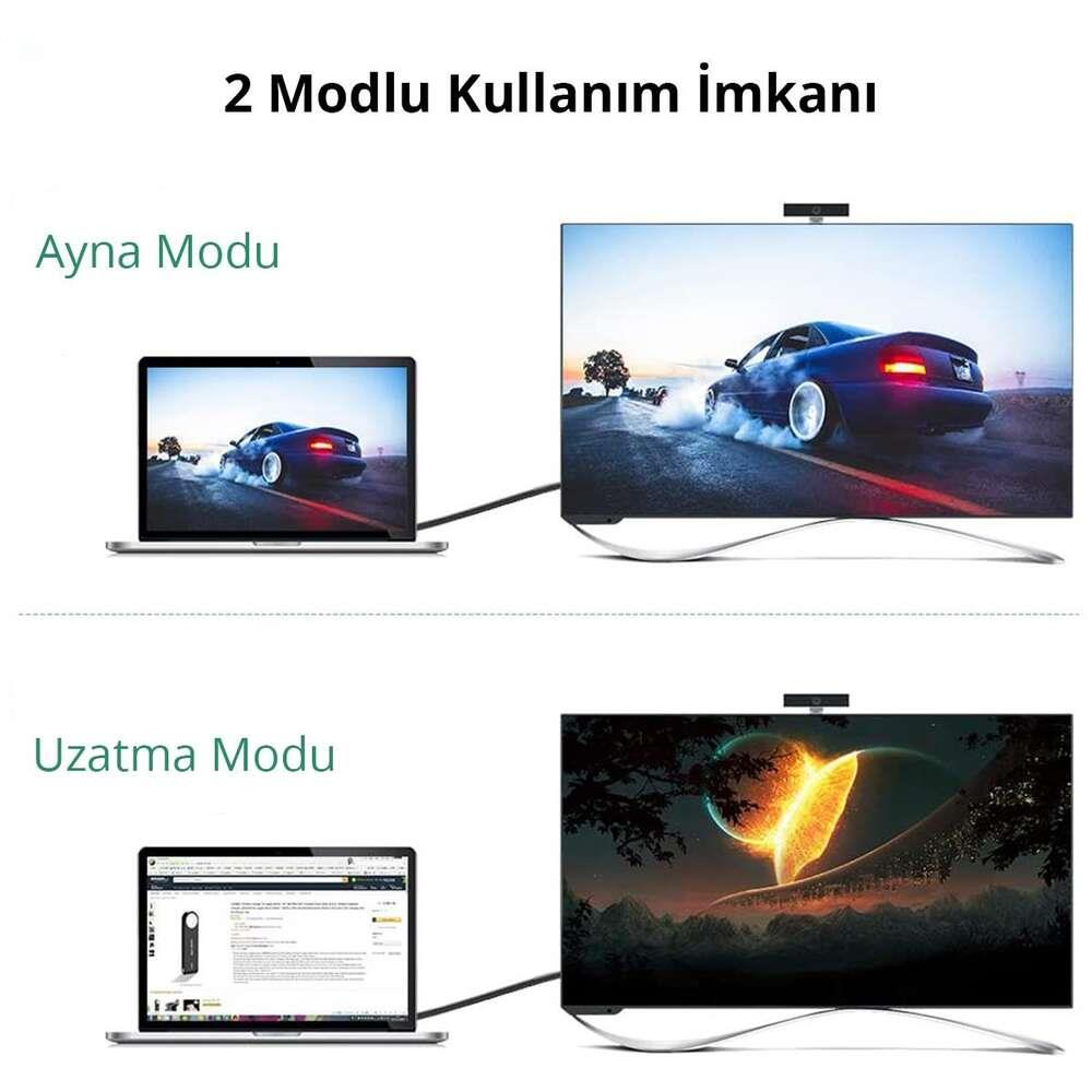 Dizüstü bilgisayar, büyük ekranda drift yapan bir araba yansıtır; diğeri web sayfası gösterir.