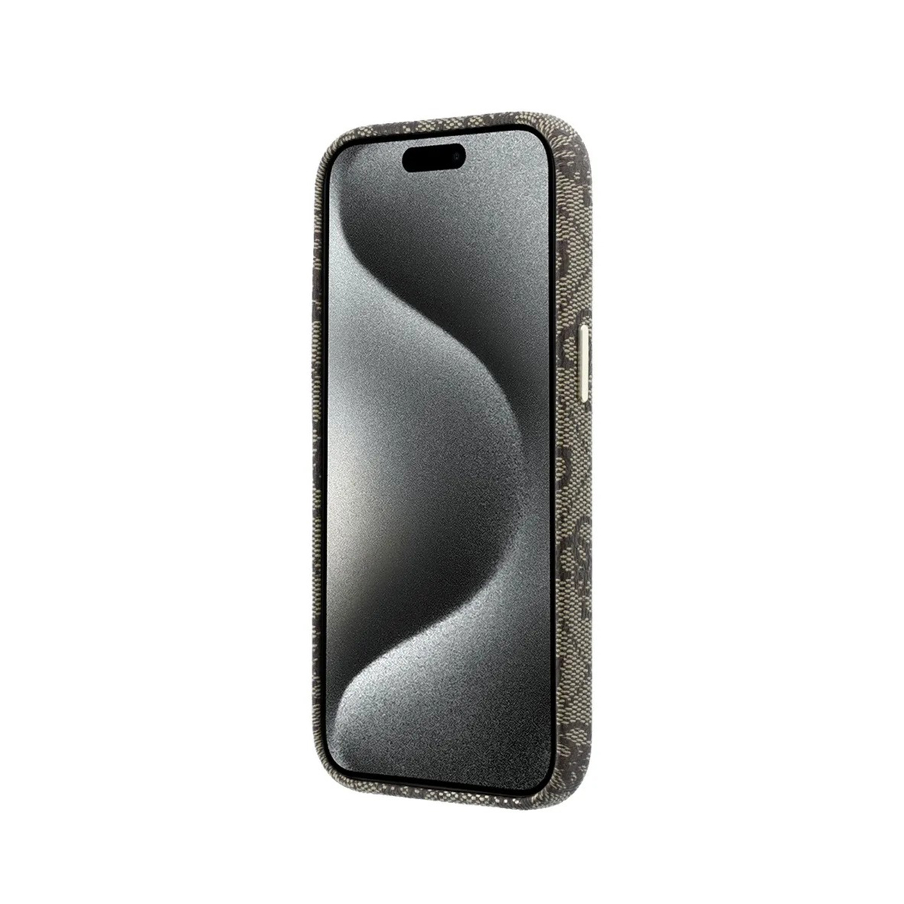 Un smartphone con funda estampada, sobre fondo blanco.