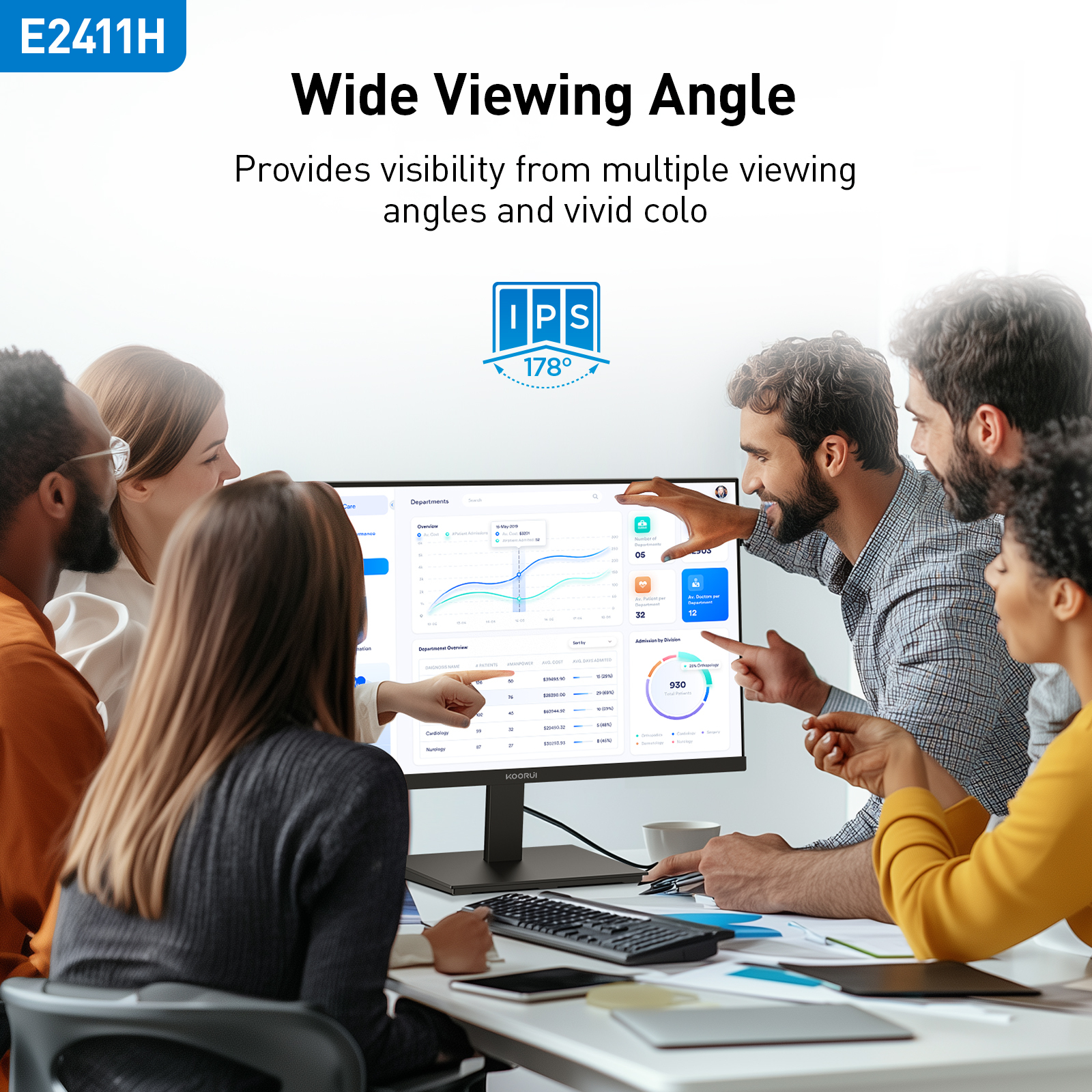 Personas mirando un monitor de computadora con gráficos y datos.