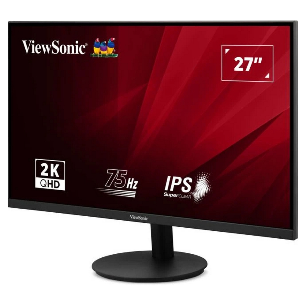 27 inç ViewSonic monitör, 2K QHD, 75Hz, IPS SuperClear ekran ile.