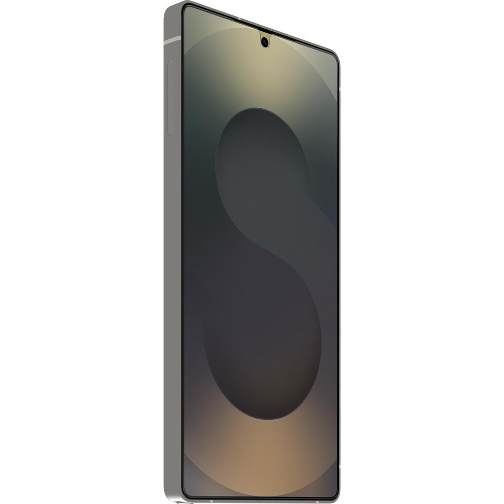 Graues Smartphone mit dunklem, abstrakten Hintergrund auf dem Display.