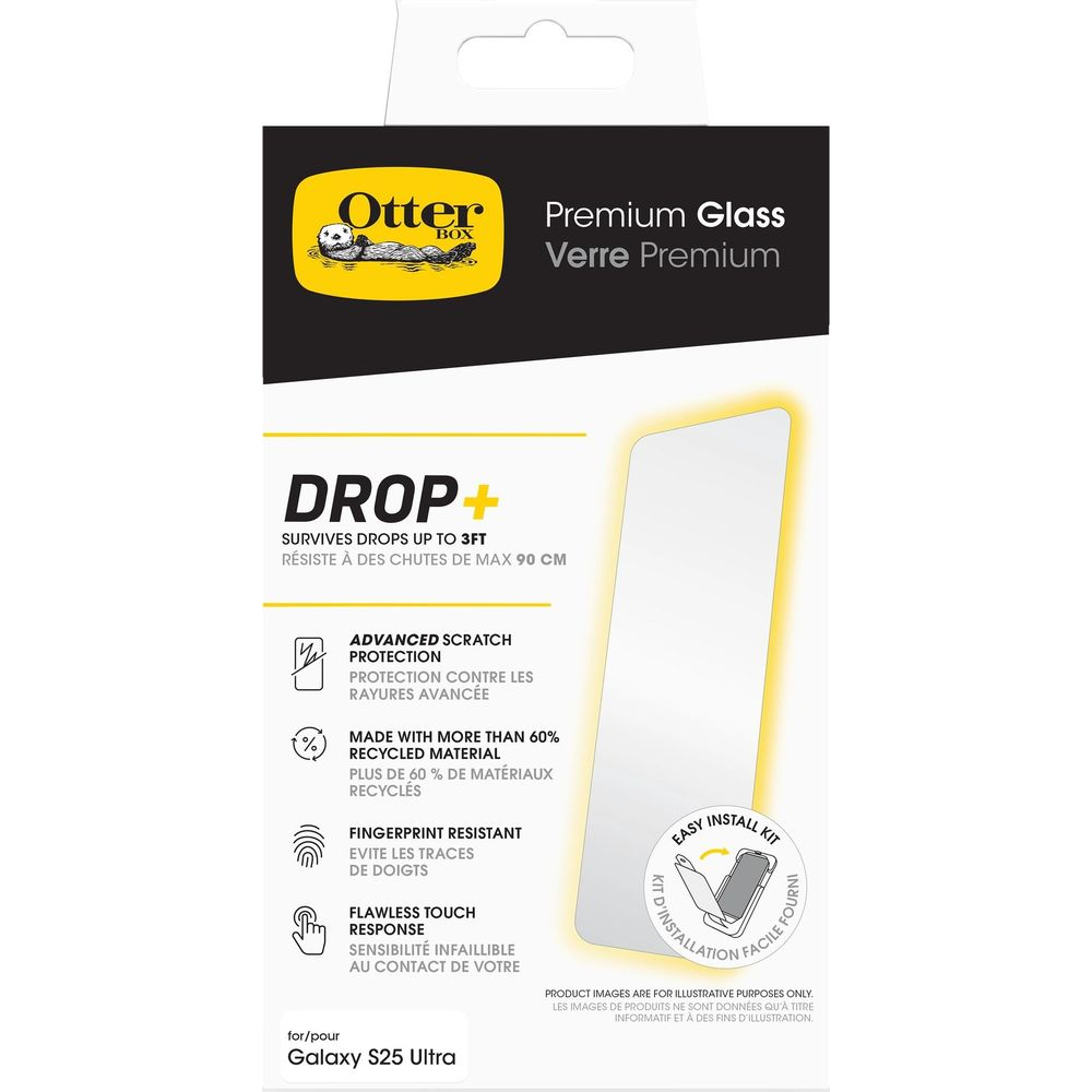OtterBox Premium Glass Schutzfolie für Galaxy S25 Ultra mit DROP+ Schutz.