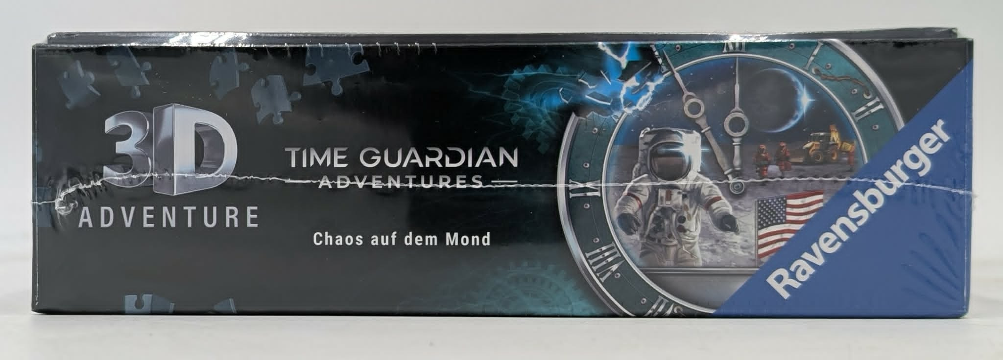 Ravensburger 3D Puzzle: Astronaut auf dem Mond mit Zeit-Thema.