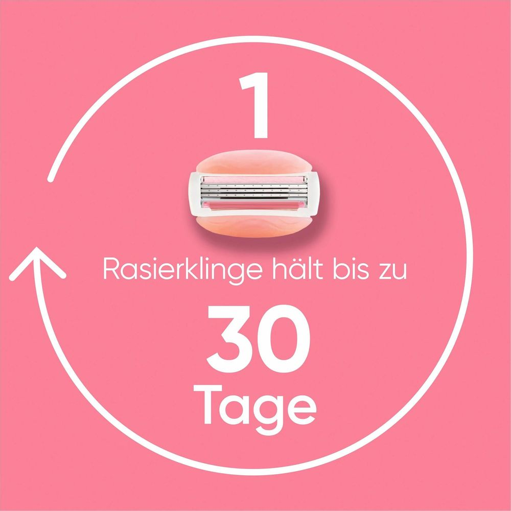 Ein Rasierklingenkopf hält bis zu 30 Tage. Weiße 1 oben.