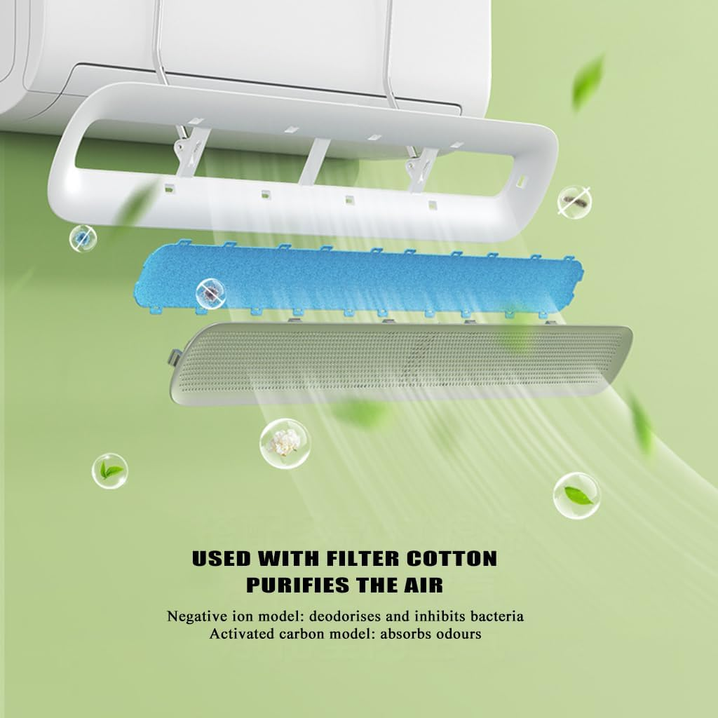 Explosionszeichnung eines Klimaanlagenfilters mit blauem und grauem Filtermedium.