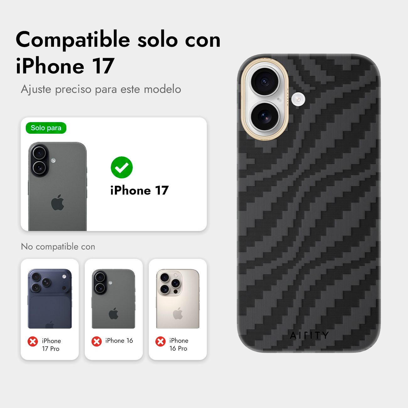 Funda negra para iPhone 17 con patrón de ondas, compatible con iPhone 17.