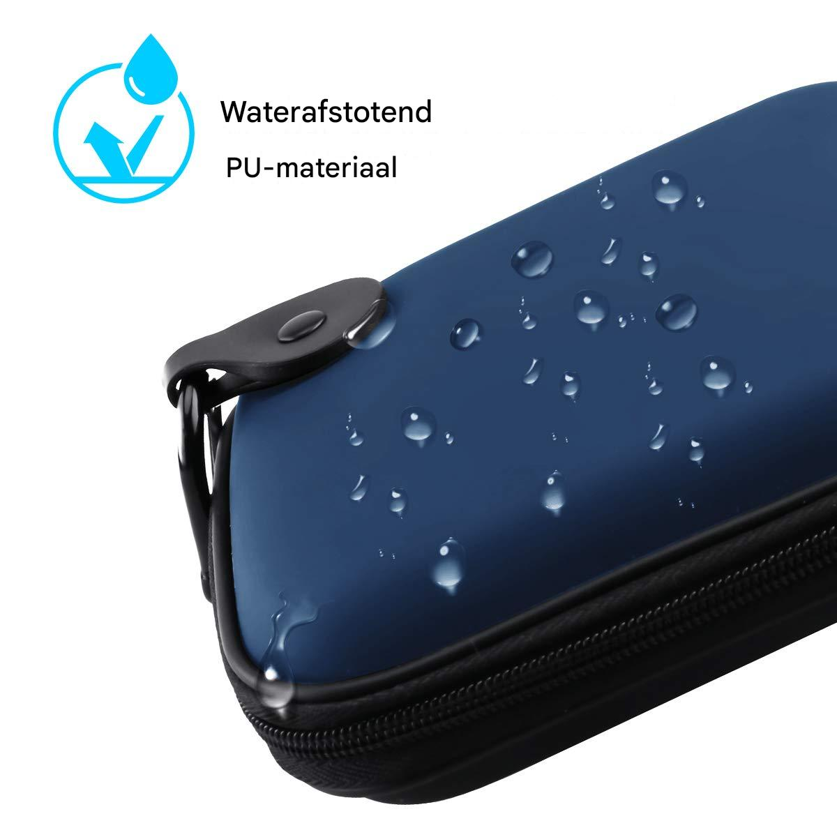 Ein blauer Kasten mit Wassertropfen. Wasserabweisend PU-Material.