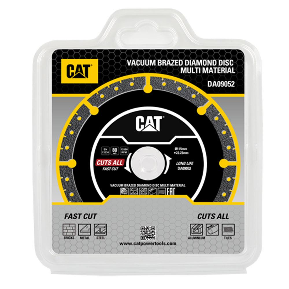 Çok amaçlı CAT elmas testere bıçağı ambalajı. Sarı vurgulu siyah disk.
