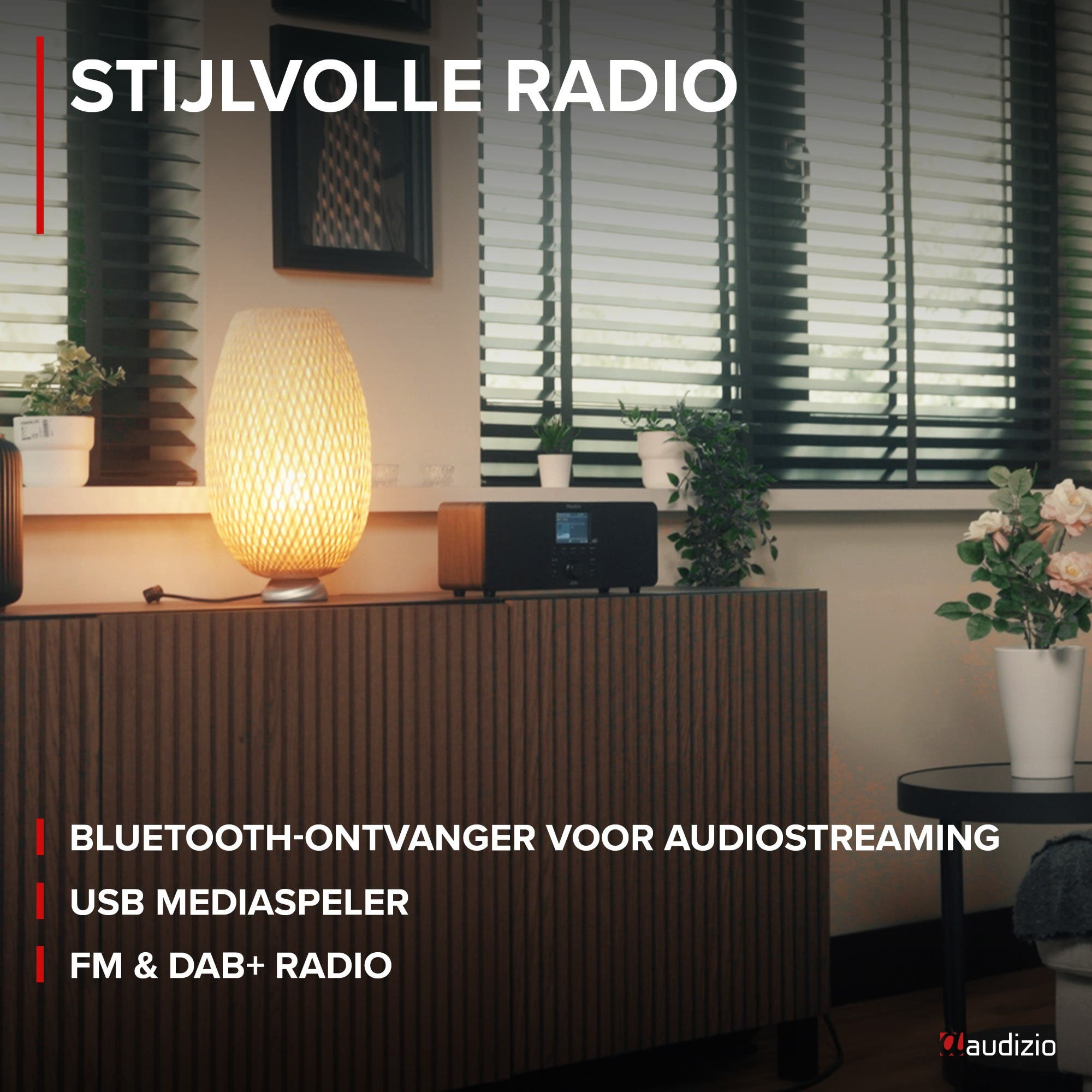 Stilvolles Radio mit Bluetooth, USB und FM/DAB+ Empfang.