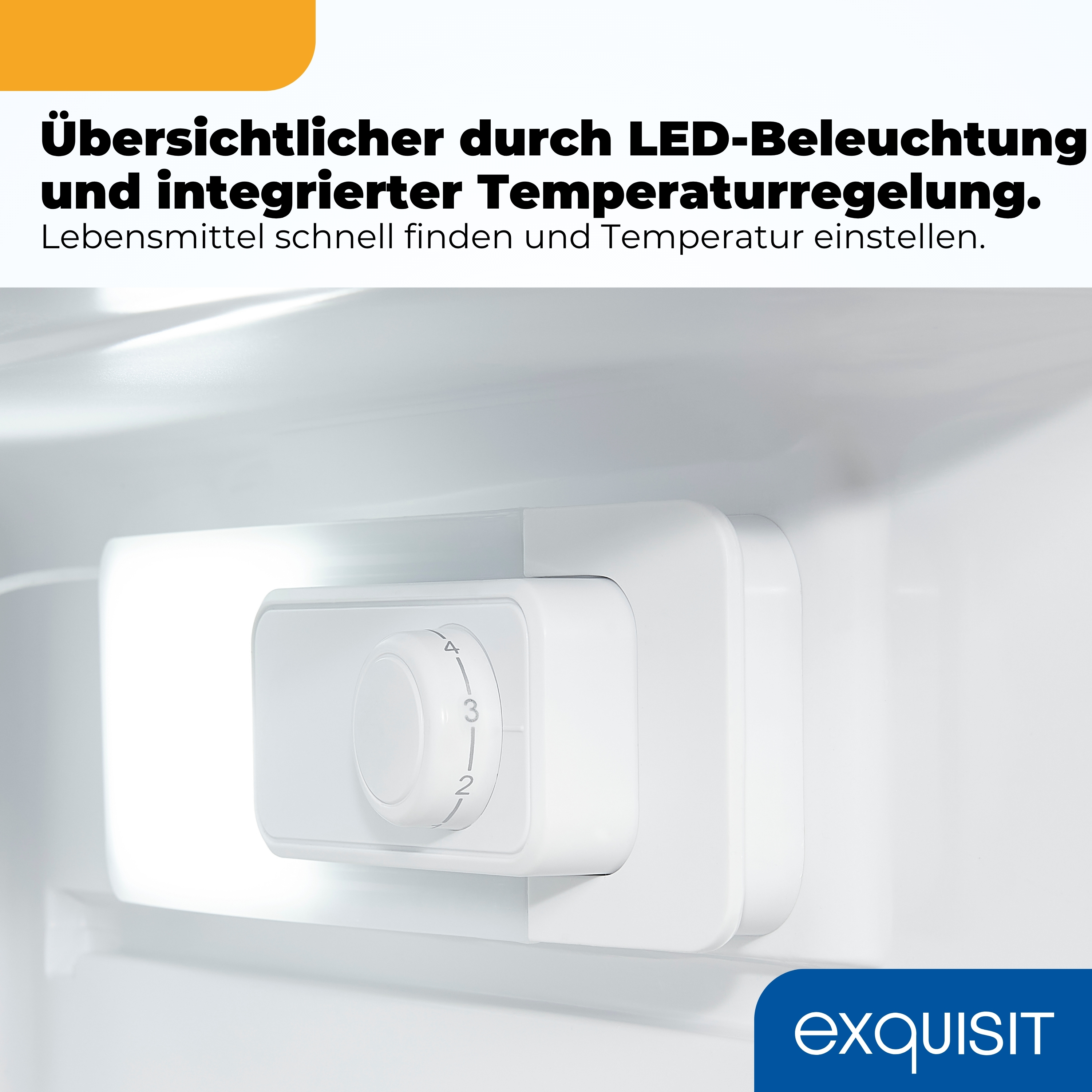 Ein weißer Temperaturregler mit Skala von 1 bis 4.