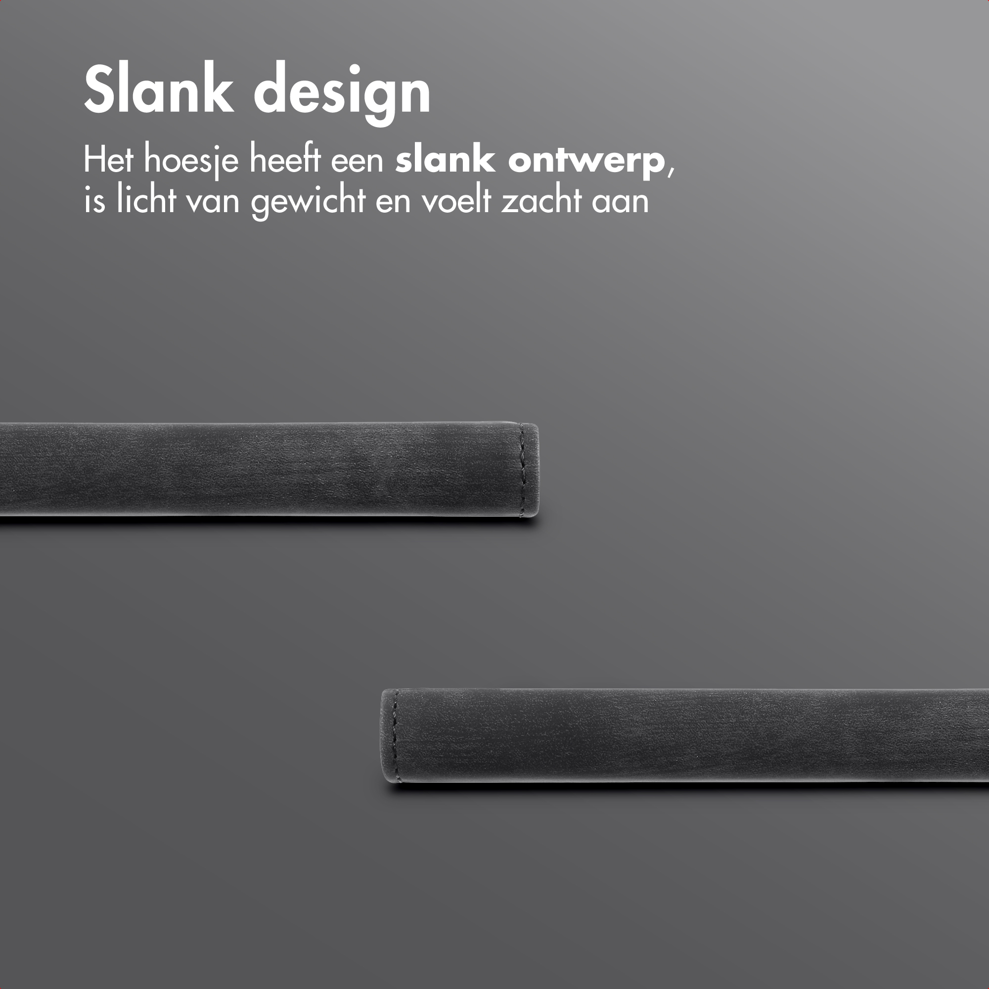 Design épuré : Bandes grises et étroites avec bords cousus sur fond gris.