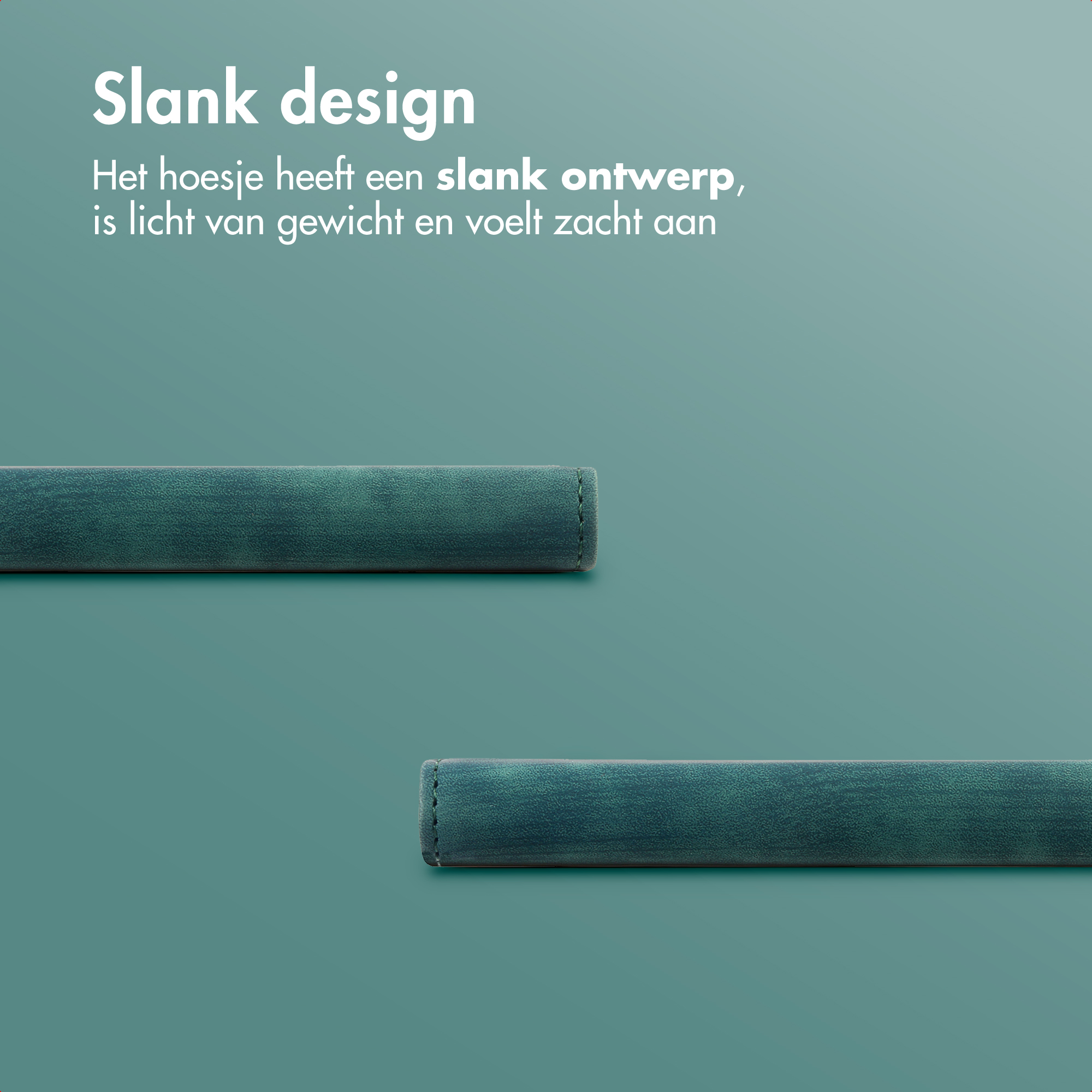 Design épuré : deux barres vertes sur fond turquoise.