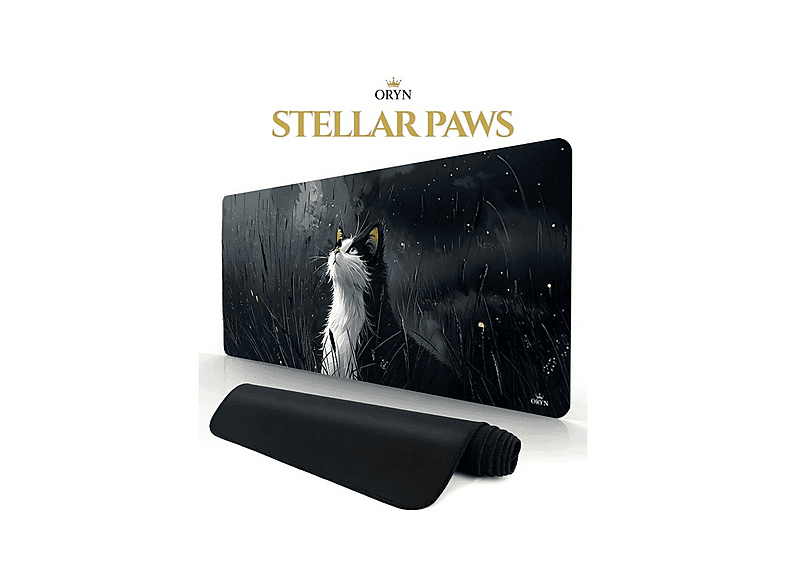ORYN Primal Stellar Paws Edition 70x30 cm 3 mm Kalınlık Gaming Mousepad Siyah