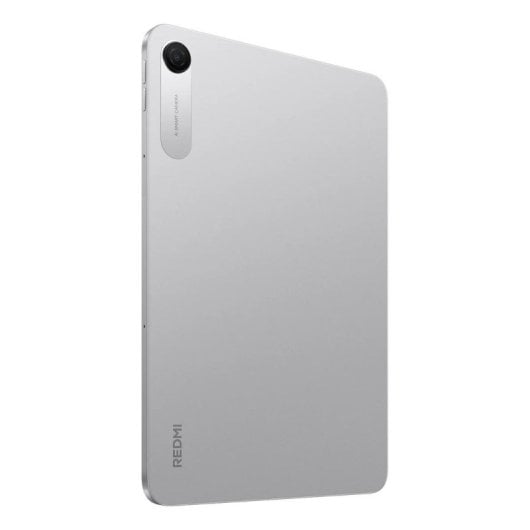 Un tablet Redmi argentato visto da dietro. Il modulo fotocamera è in alto a sinistra.