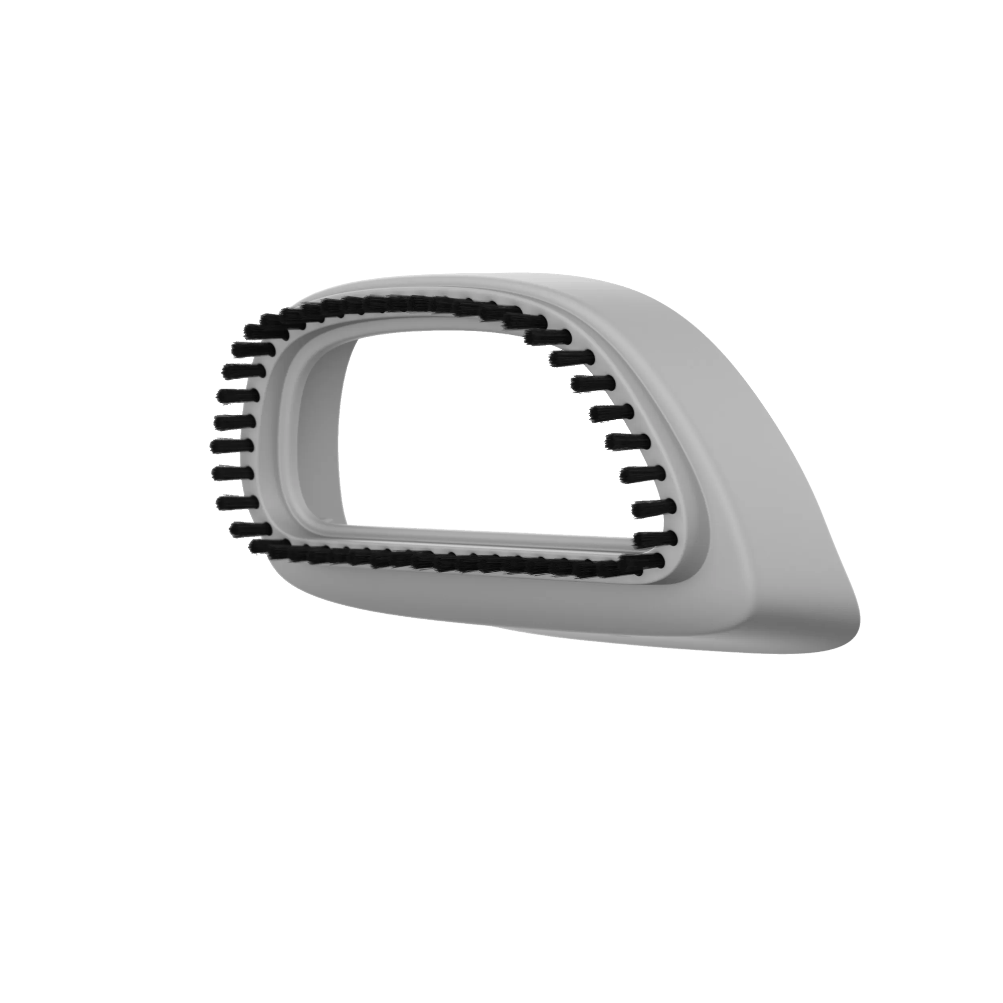 Un accessorio grigio con setole nere per un dispositivo di pulizia.
