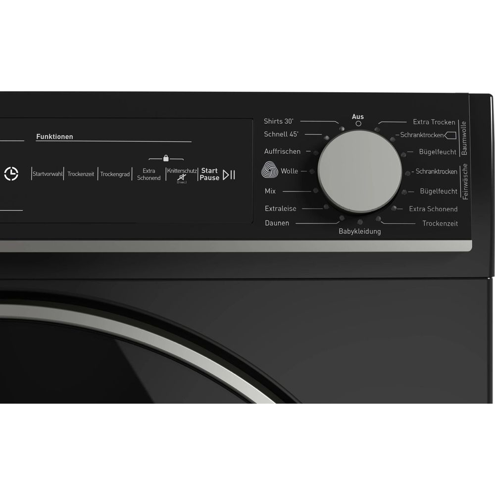Panneau de commande de machine à laver avec sélecteur rotatif et sélection de programme.