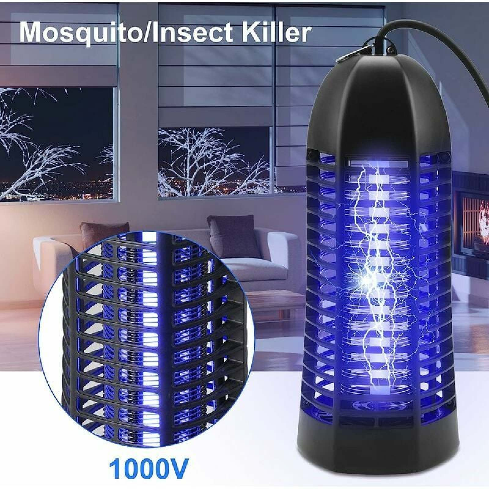 Elektrischer Mücken-/Insektenvernichter mit blauen Lichtern und Blitzen.