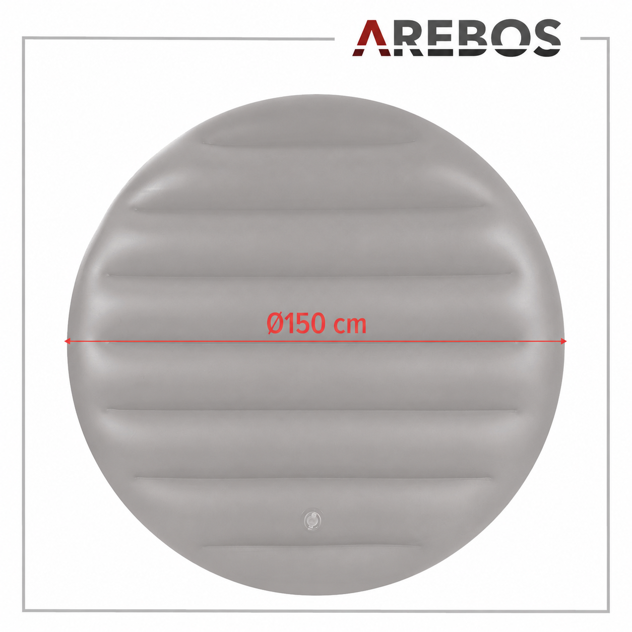 Graues aufblasbares rundes Objekt mit Durchmesser 150 cm.