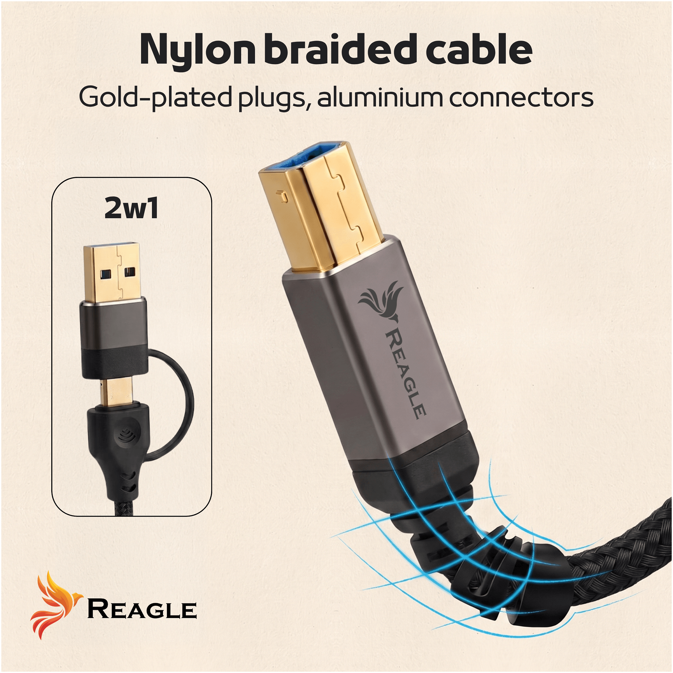 Ein USB-Stecker mit goldenen Kontakten und ein USB-C-Stecker.