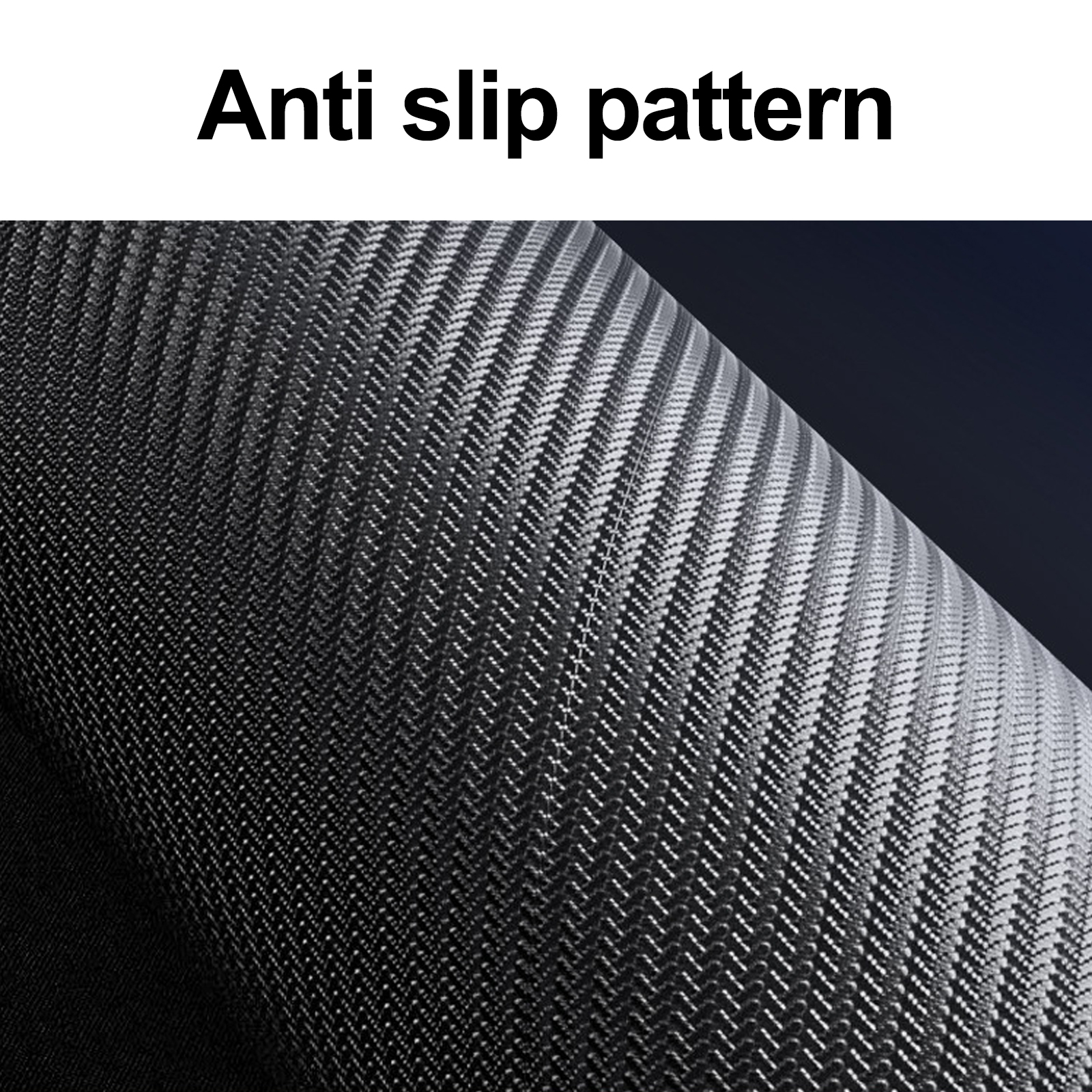 Detaillierte Ansicht eines schwarzen, gerollten Materials mit einem Anti-Rutsch-Muster.