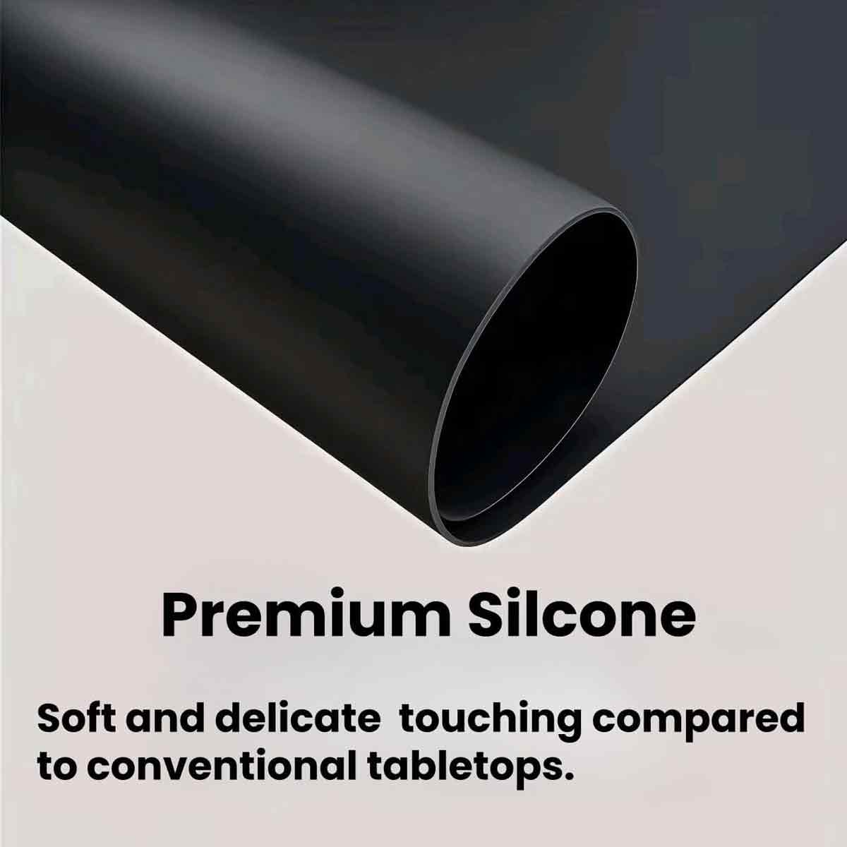 Schwarze Silikonrolle, weich und zart im Griff, ideal für Tischplatten.