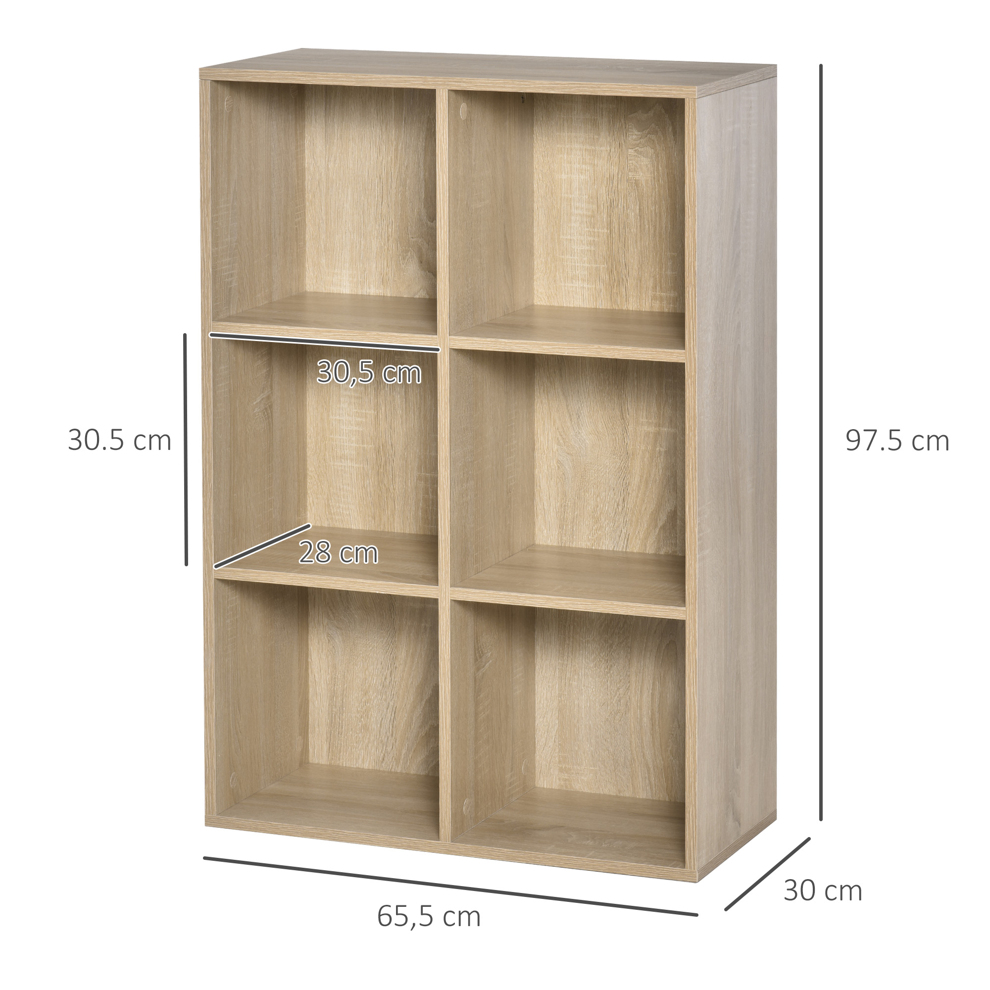 Scaffale a cubo marrone chiaro. Dimensioni: 97,5 x 65,5 x 30 cm.