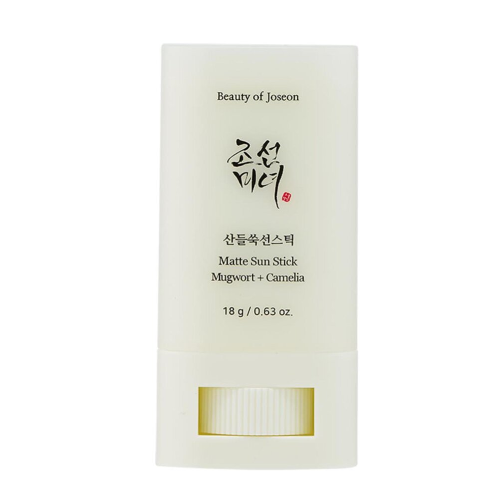Weiße Sonnencreme im Stick von Beauty of Joseon, matt, mit Beifuß und Kamelie.