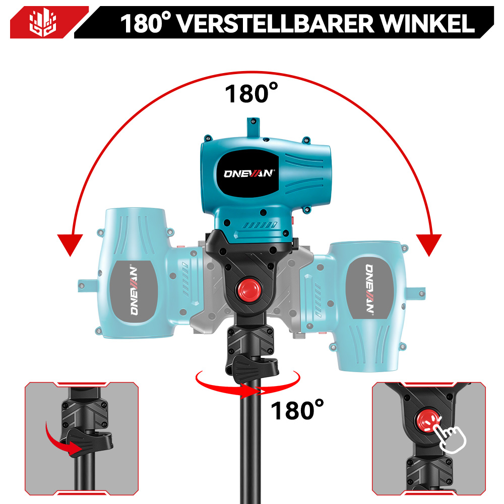 Ein blaues Gerät mit verstellbarem Winkel von 180° auf einem Stativ.