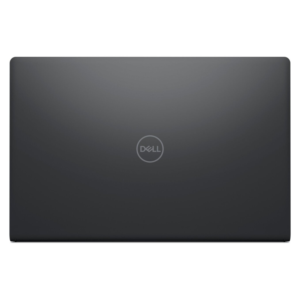 Portátil Dell oscuro cerrado con logo plateado en la tapa.