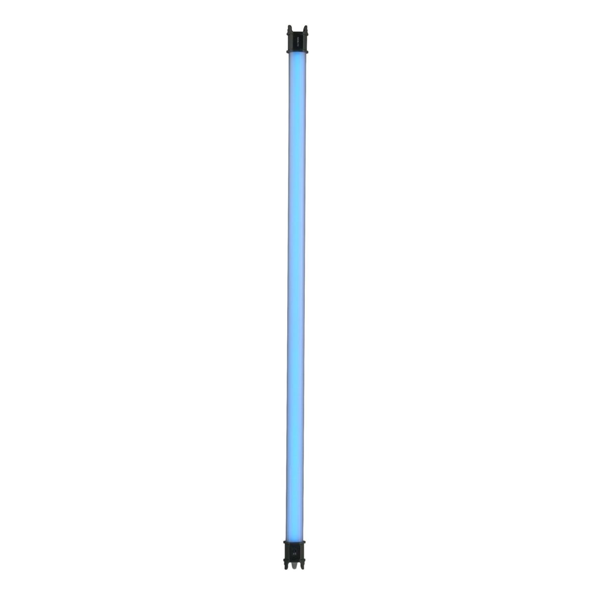 Ein langer, blauer LED-Lichtstab mit schwarzen Endkappen.