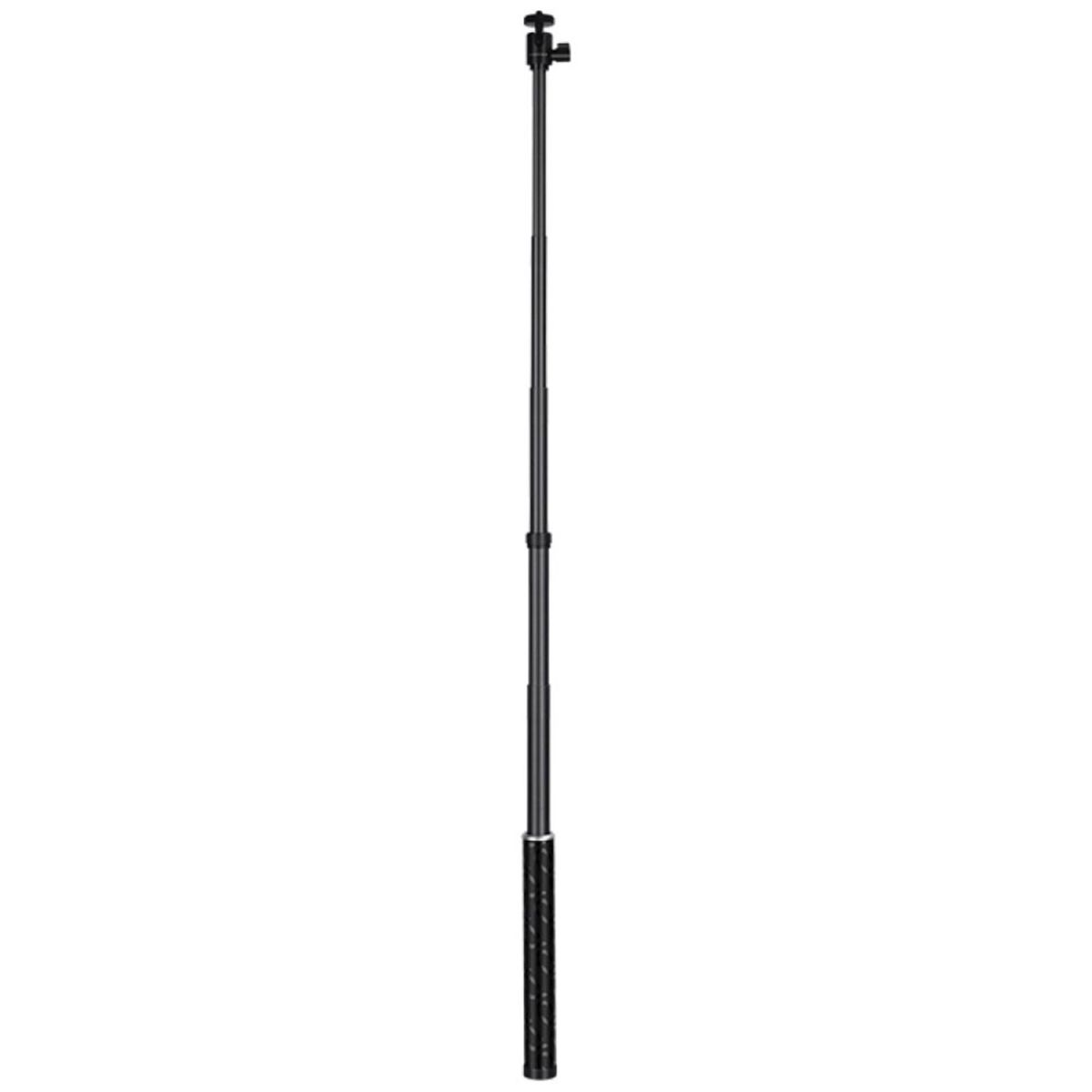 Ein ausziehbarer schwarzer Monopod mit Griff und Kamerahalterung.