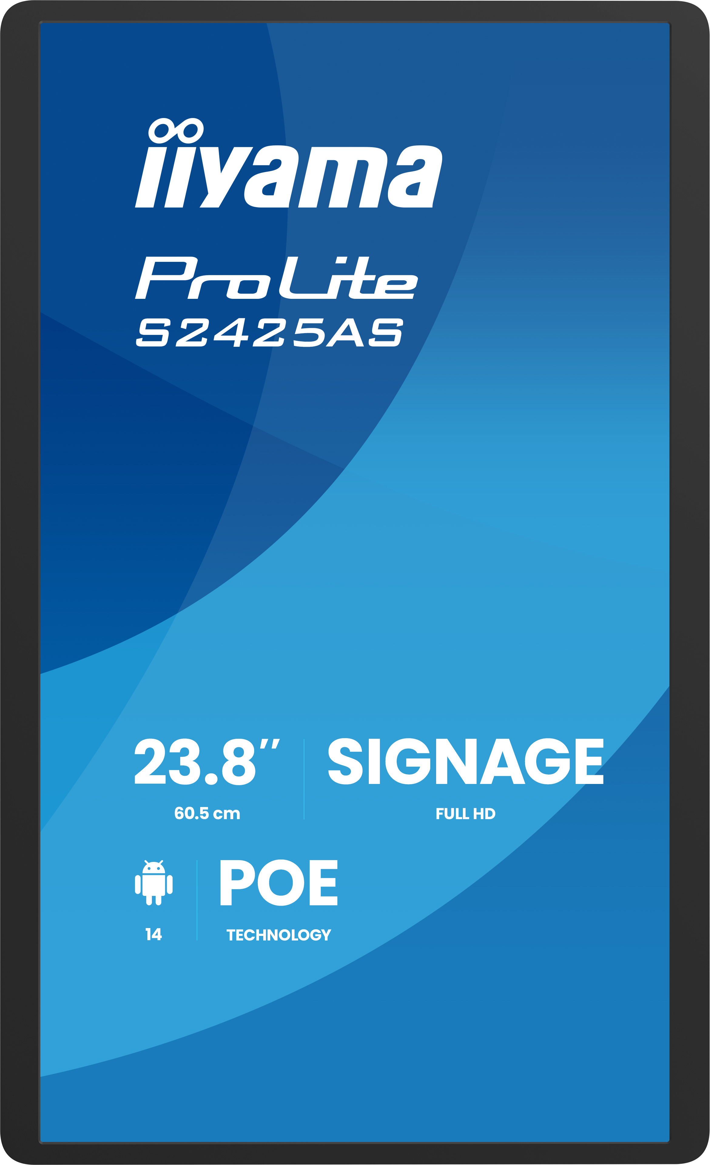 Iiyama ProLite S2425AS: 23,8 cala, 60,5 cm, Full HD, Android 14, PoE