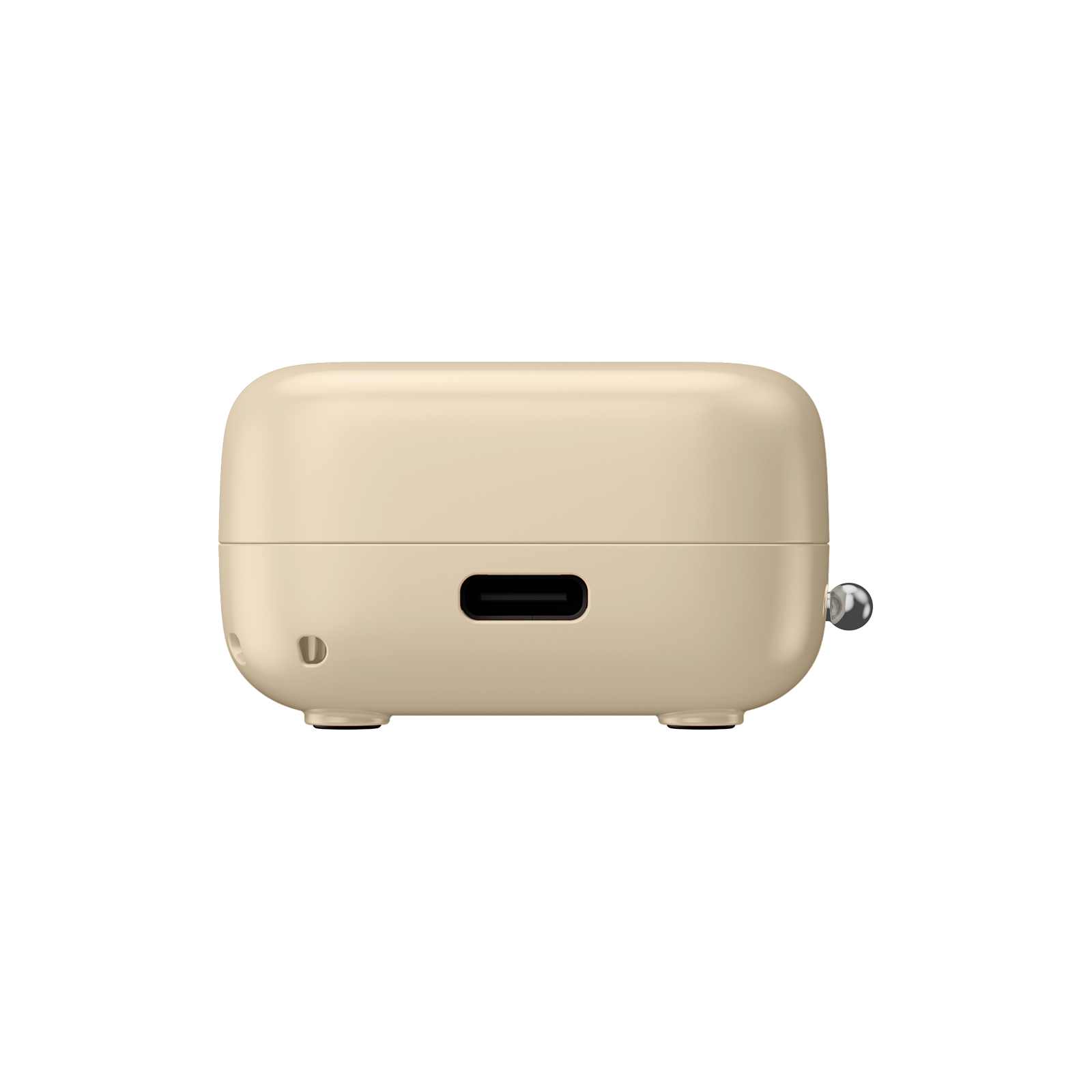 Ein beiges Gehäuse mit USB-C-Anschluss und kleinem Griff.