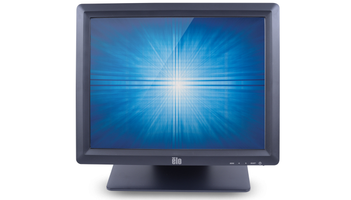 Ein dunkler Monitor mit einem blauen Strahlmuster auf dem Bildschirm.