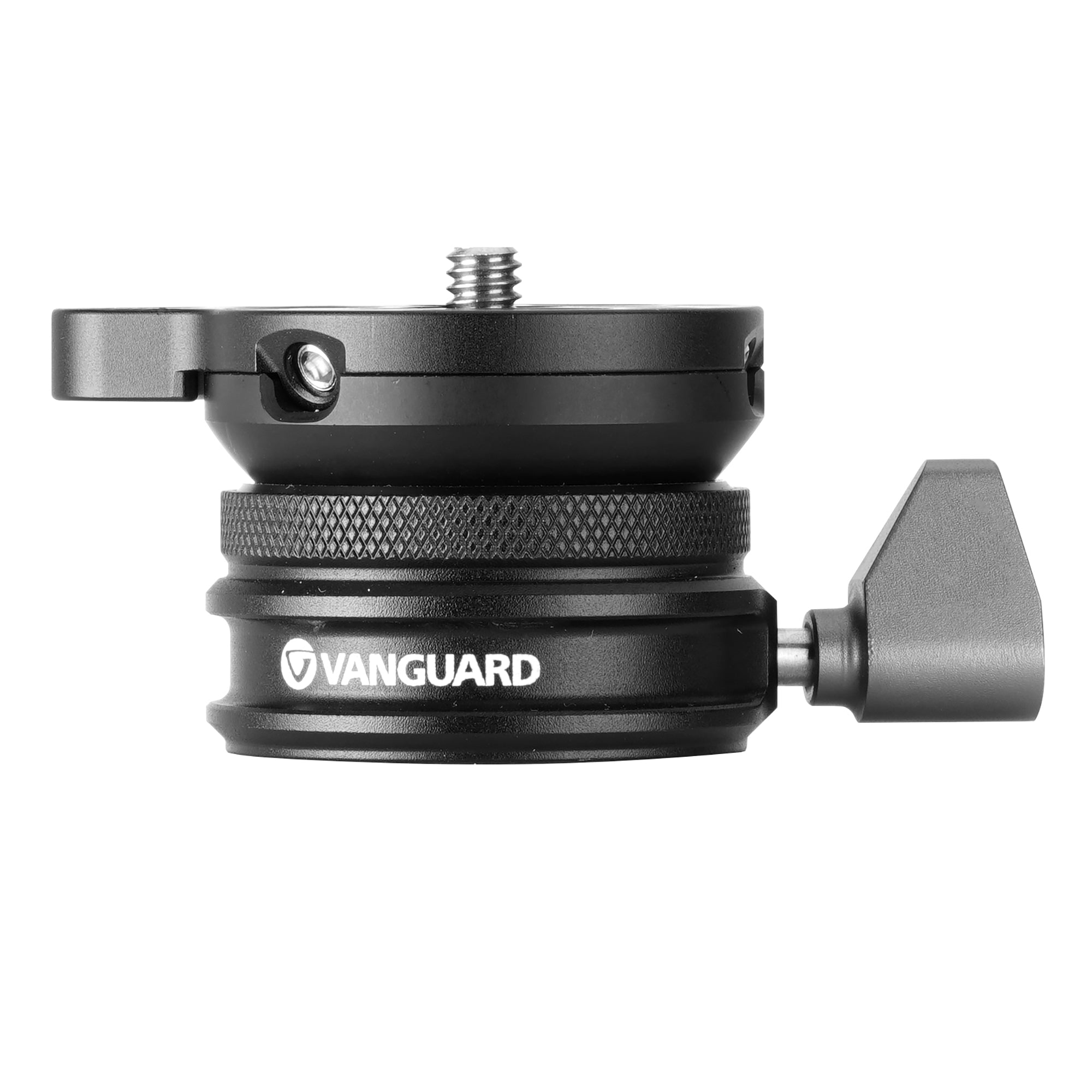 Un cabezal de bola Vanguard negro con rosca y mango.
