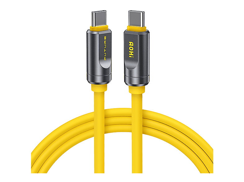 AOHI The Future Adonis Type-C to Type-C 2 m PD 3.1 120Gbps 240 W 8K Süper Hızlı Şarj ve Data Kablosu Sarı