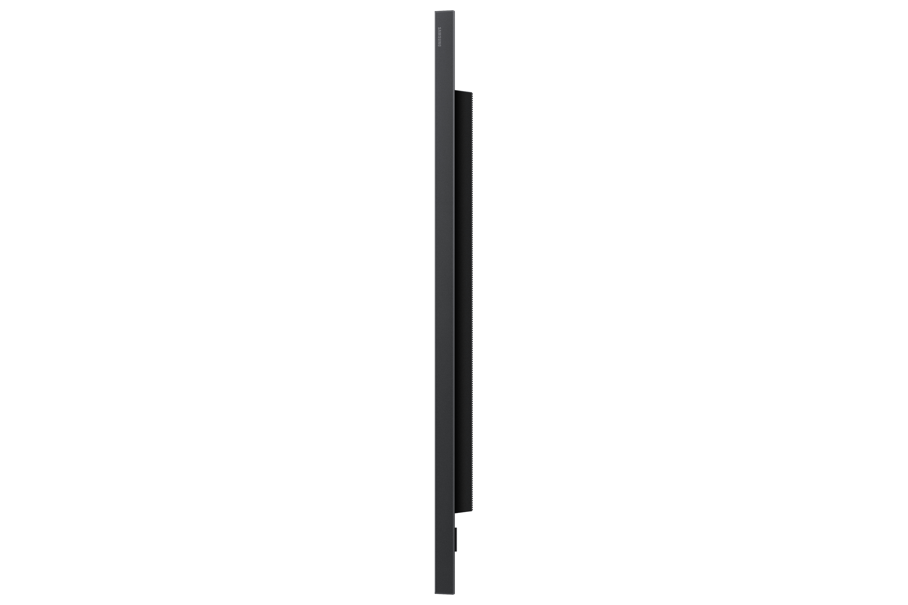 Schwarzes Samsung-Display von der Seite, mit Lüftungsschlitzen auf der Rückseite.