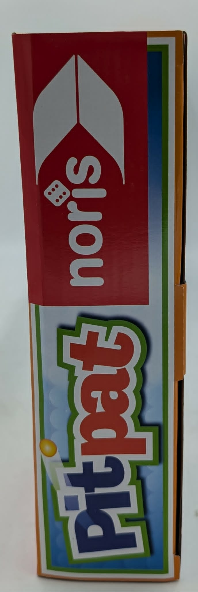 Schachtel mit dem Spielnamen 'pit pat' und dem Logo von Noris.