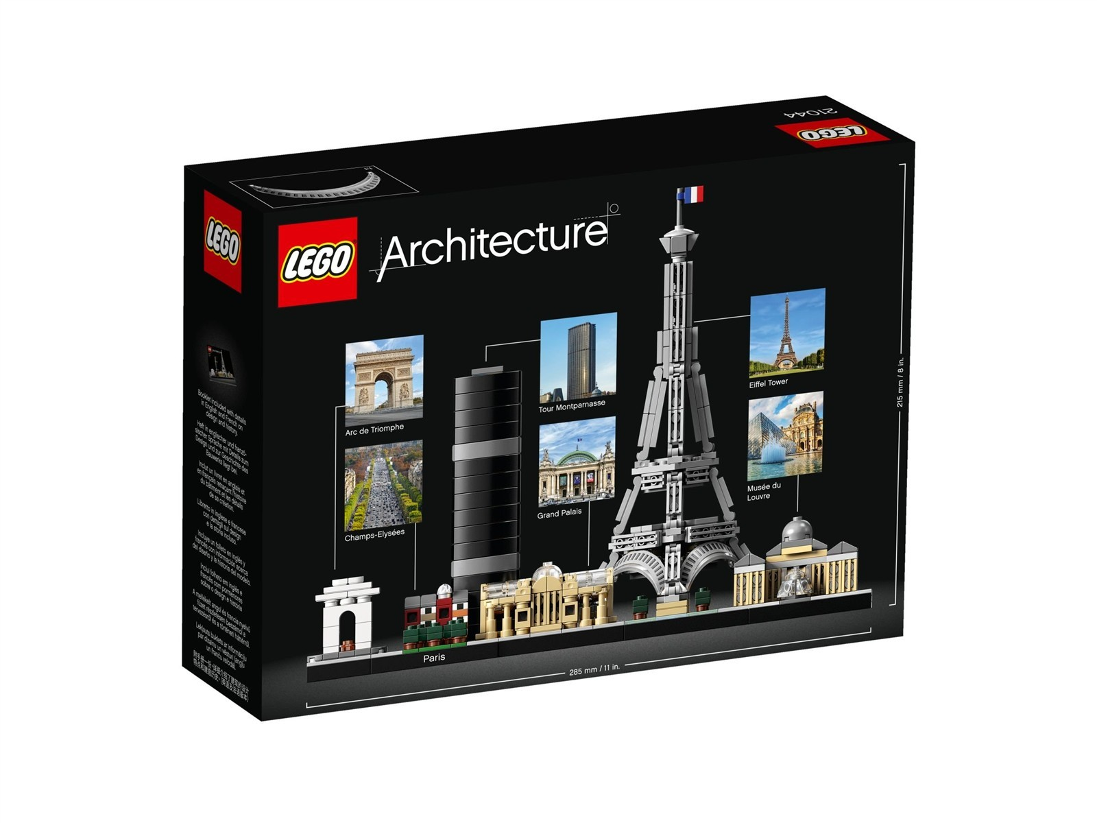LEGO-Architektur-Set von Paris mit Eiffelturm, Arc de Triomphe und Louvre.